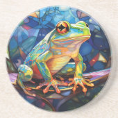 Dessous de verre en grès d'art de la grenouille (Devant)