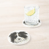 Dessous De Verre En Grès Date ou nom personnalisé Bordure Collie, animal de (Côté)