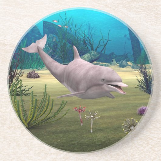 Dessous De Verre En Grès Dauphin souriant (Devant)