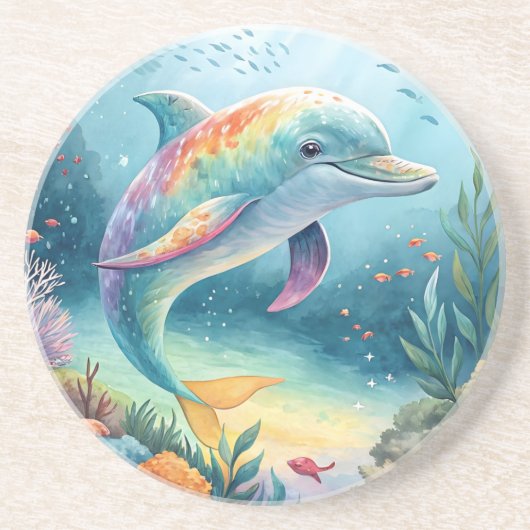 Dessous De Verre En Grès Dauphin sous-marin (Devant)