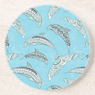 Dessous De Verre En Grès Dauphins tribaux Hawaïens clairs