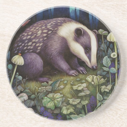 Dessous de verre en grès de Badger de minuit (Devant)