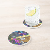 Dessous De Verre En Grès De bibliothèque de contrôle illustration (Côté)