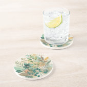 Dessous de verre en grès de Collage Feuille Botani (Côté)