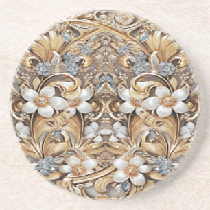 Dessous de verre en grès de couleur or blanc