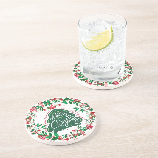 Dessous de verre en grès de couronne de Noël (Côté)