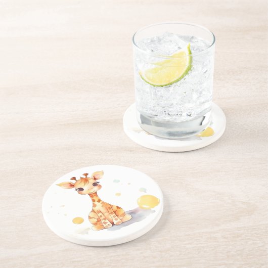 Dessous de verre en grès de Giraffe Bébé mignonne (Côté)