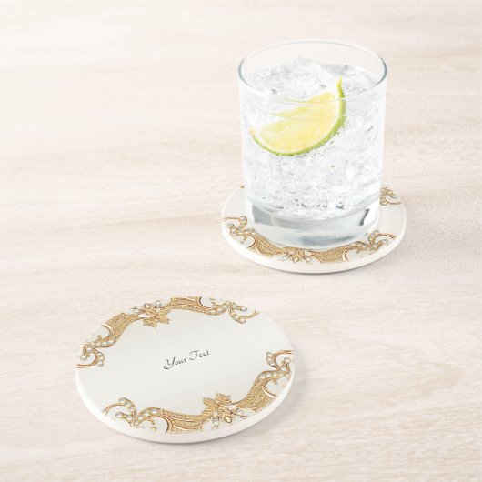 Dessous de verre en grès de grès Orné Or (Côté)