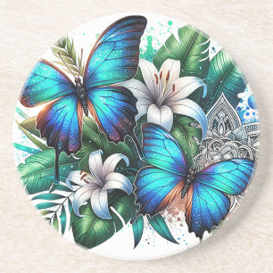 Dessous de verre en grès de jardin de papillons en