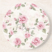 Dessous De Verre En Grès De jolies roses roses   (Devant)