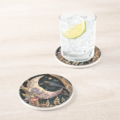 Dessous de verre en grès de la lune de corneille (Côté)