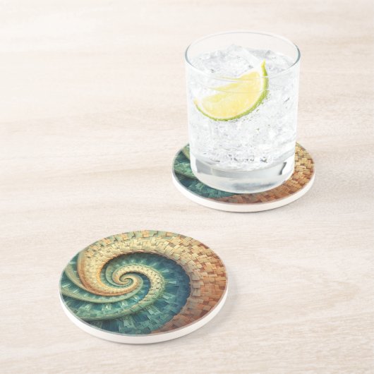 Dessous de verre en grès de la spirale de Fibonacc (Côté)