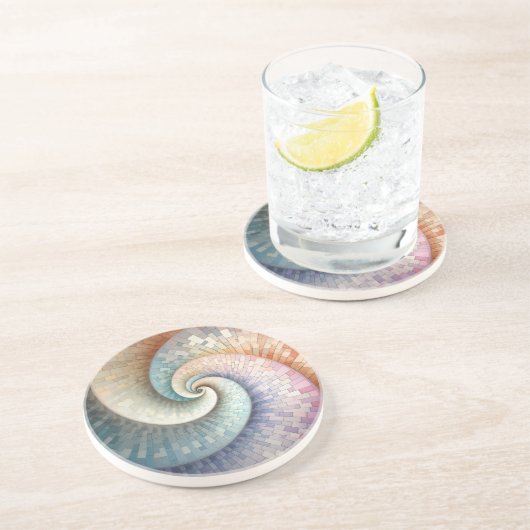 Dessous de verre en grès de la spirale de Fibonacc (Côté)