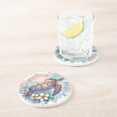 Dessous de verre en grès de Mandala Turtle (Côté)