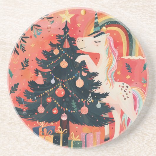 Dessous de verre en grès de Noël rétro (Devant)