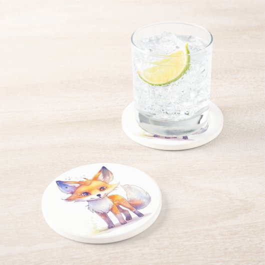 Dessous de verre en grès de renard de bébé mou (Côté)