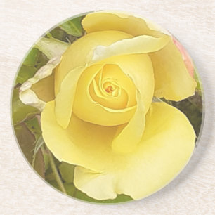 Dessous de verre en grès de Rosebud jaune