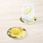 Dessous de verre en grès de Rosebud jaune (Côté)