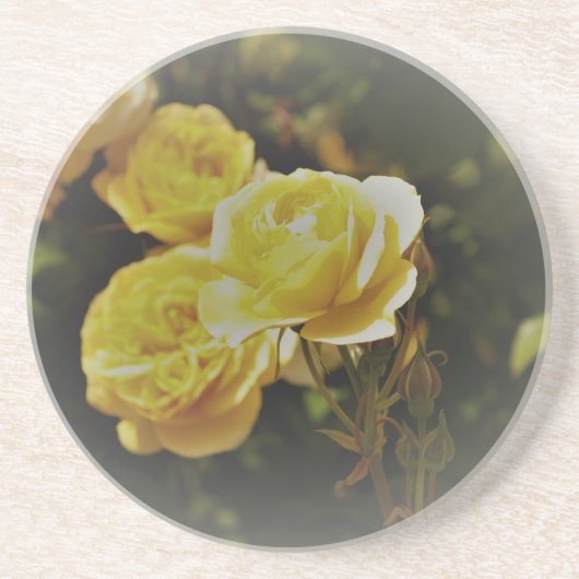 Dessous de verre en grès de roses jaunes boueuses (Devant)