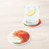 Dessous de verre en grès de Tulipes orange (Côté)