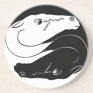 dessous de verre en grès de ying et yang