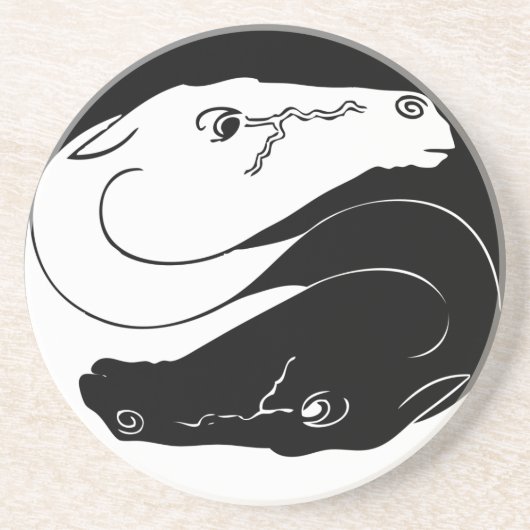 dessous de verre en grès de ying et yang (Devant)
