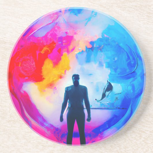Dessous De Verre En Grès Debout en Couleurs (Devant)