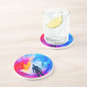 Dessous De Verre En Grès Debout en Couleurs (Côté)