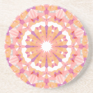 Dessous De Verre En Grès Décor Éclectique Pastel Rose Peach Violet