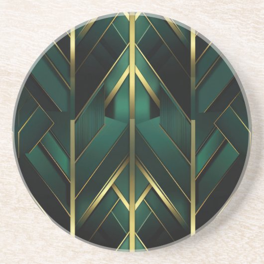 Dessous De Verre En Grès Décoration Verte (Devant)