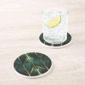 Dessous De Verre En Grès Décoration Verte (Côté)