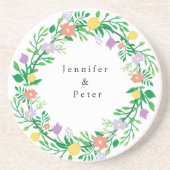 DESSOUS DE VERRE EN GRÈS DECOUPAGE FLORAL DE CUTE LEMON AND FLOWERS (Devant)