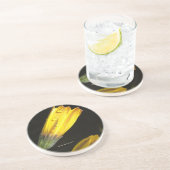 Dessous De Verre En Grès Découpe sur une marguerite jaune - Dessous de verr (Côté)