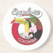 Dessous De Verre En Grès Découvrez le logo rétro Colombie (Devant)