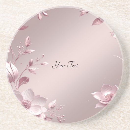 Dessous De Verre En Grès Delicate Pink Floral Sandstone Coaster (Devant)