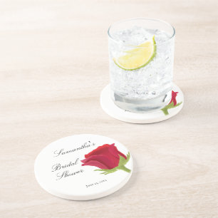Dessous De Verre En Grès Délicieux Mariage Élégant Rose Rouge 
