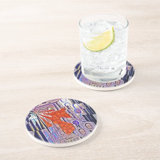 Dessous De Verre En Grès Demain's Way Aujourd'hui Retro Future Art (Côté)