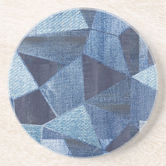 Dessous De Verre En Grès Denim Urban : Patchwork à rayures détendues. (Devant)