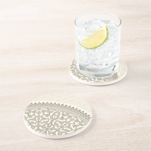 Dessous De Verre En Grès Dentelle Arabe de style (Côté)