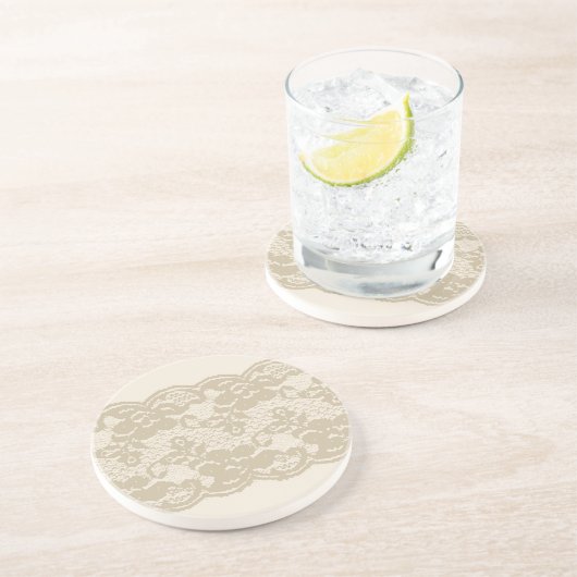 Dessous De Verre En Grès Dentelle beige (Côté)