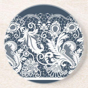 Dessous De Verre En Grès Dentelle blanche 2