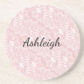 Dessous De Verre En Grès Dentelle florale rose (Devant)