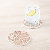 Dessous De Verre En Grès Dentelle rose avec des roses (Côté)