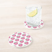 Dessous De Verre En Grès Des fraises endormies, mignonnes motifs. (Côté)