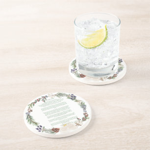 Dessous De Verre En Grès Desiderata Christmas Wreath Texte vert