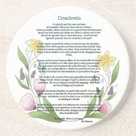 Dessous De Verre En Grès Desiderata par Max Ehrmann (Devant)