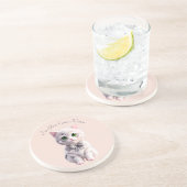 Dessous De Verre En Grès Design avec chaton gris mignon (Côté)