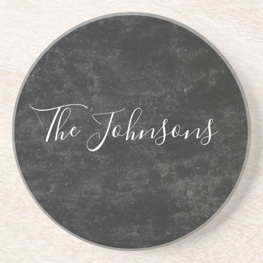 Dessous De Verre En Grès Design Customisé noir pour votre famille (Devant)