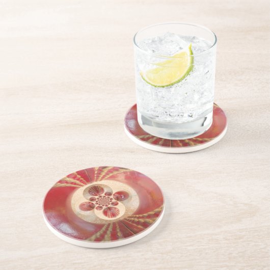 Dessous De Verre En Grès Design de boules de cricket rouge (Côté)