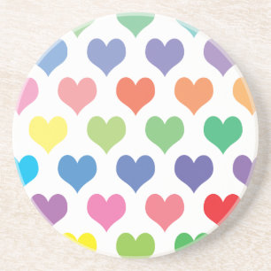 Dessous De Verre En Grès Design de coeurs colorés